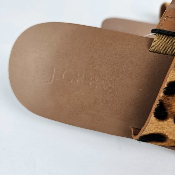 NWT J. Crew Factory Leopard Calf Hair Leather Easy Summer Slide Sandal 7 - Picture 3 of 7